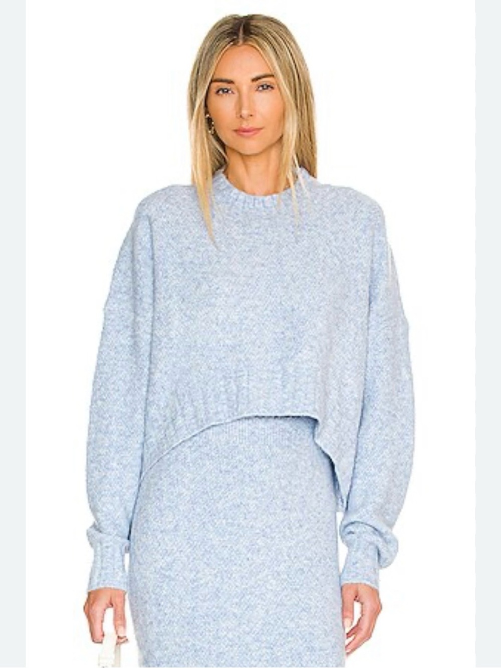 SNDYS Revolve Light Blue Knit Skirt Set - Cozy Two-Piece